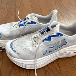 Hoka Skyward X White and Blue Running Shoes